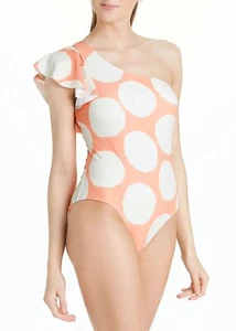 Matalan Koralle Tupfen Punkte Print One Shoulder Badeanzug Kostüm Gr 6 8 12 14 16 - Bild 1 von 4