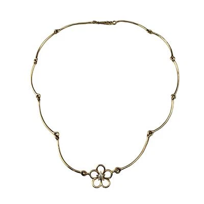 Collar con flores de diamantes y oro amarillo de 14 quilates #17811 Foto 1 de 4