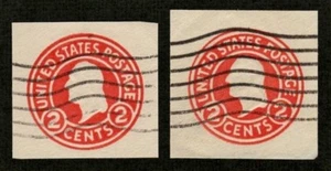 US 1915 #U429c Carmine 2c Washington Cut Squares Lot of 2 Used EX  - Picture 1 of 2