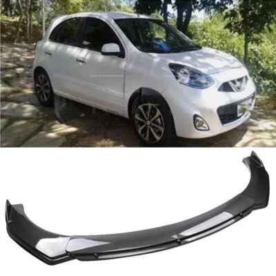 Front Bumper Chin Lip Splitter Spoiler For Nissan March Hatchback Carbon Style Foto 1 de 4