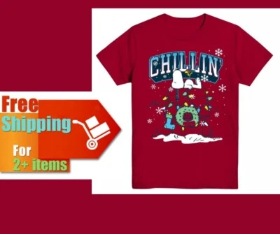 Snoopy Christmas Boys size M 8  Graphic Crew Neck Short Sleeve T-Shirt NEW - Image 1 of 4