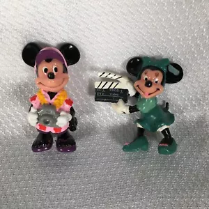 Set of 2 Vtg Disney Cake Toppers Mickey Mouse w/Camera Minnie Mouse w/Film Clap - Picture 1 of 5