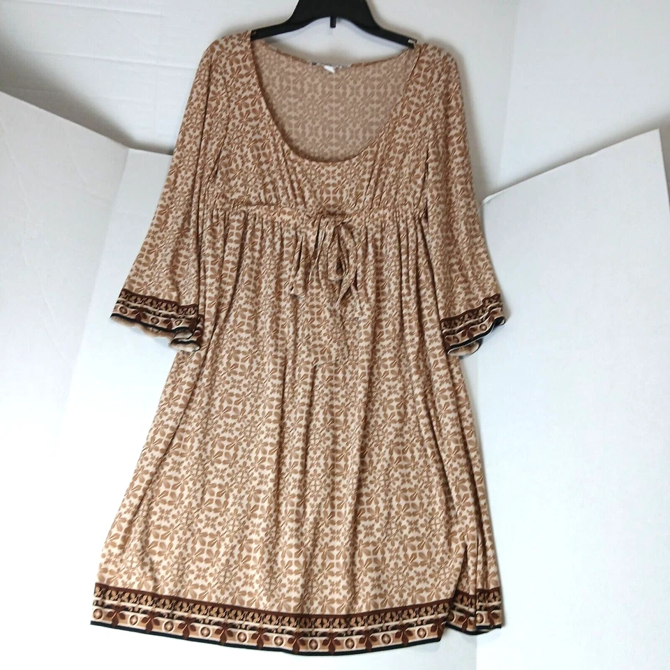 Maggy London Modest Vintage Brown Dress Size 8, Has Bow in Front Timeless Retro. - Image 1 of 4