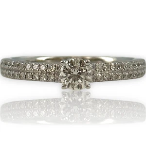 Juliet Cut 14kt White Gold Diamond Solitaire Wedding Engagement Ring Pave Size 7 - Picture 1 of 8