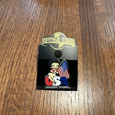 Universal Studios Betty Boop USA Pin, Flag, Red White & Blue - New on Card - Image 1 of 2
