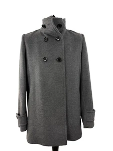 Damen Jaeger Mantel High Neck Grau Wolle Größe 14 Vintage 2000er - Bild 1 von 20