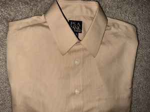 Mens Jos A Bank Traveler Collection Long Sleeve Gold Button Up Shirt 15 1/2 32 - Picture 1 of 2