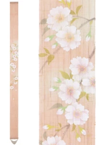 Kyoto Tapestry Wall Hanging Handpainted Linen Double-flowered cherry tree Spring - Picture 1 of 6