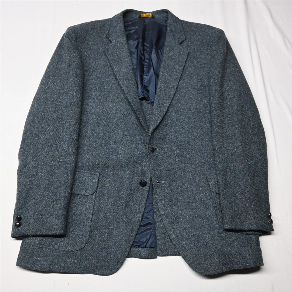 Vtg Kuppenheimer Bespoke 44R Blue Tweed Wool Mens Blazer Sport Coat Jacket - Image 1 of 4