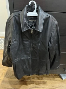 Marc New York Leather Jacket Mens Small Black Button Up Classic - Picture 1 of 5