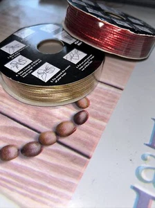 2 X 4.5 Stretch Ribbon Gold and Red NEW - Picture 1 of 4