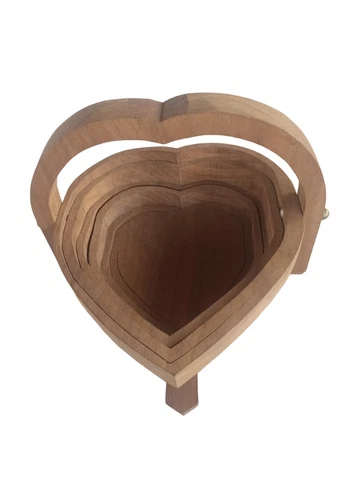 Crafted Wooden Collapsible Heart Shaped Fruit Bowl Cover