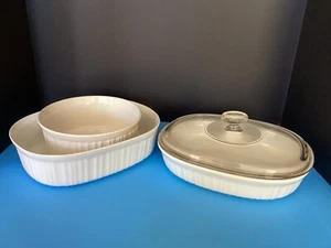 CorningWare Ceramic Bakeware Set Chip and Crack Resistant, 4-PC, French White - Picture 1 of 24