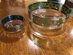 Vintage CERA Green & Gold Grecian 2 Bowl Set I Mid-Century- Rare - Picture 1 of 7