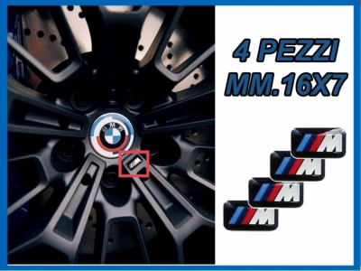 STEMMA M SPORT PER CERCHI RUOTA BMW COMPATIBILE ADESIVO NERO LOGO FREGIO 4 PEZZI - Immagine 1 di 3