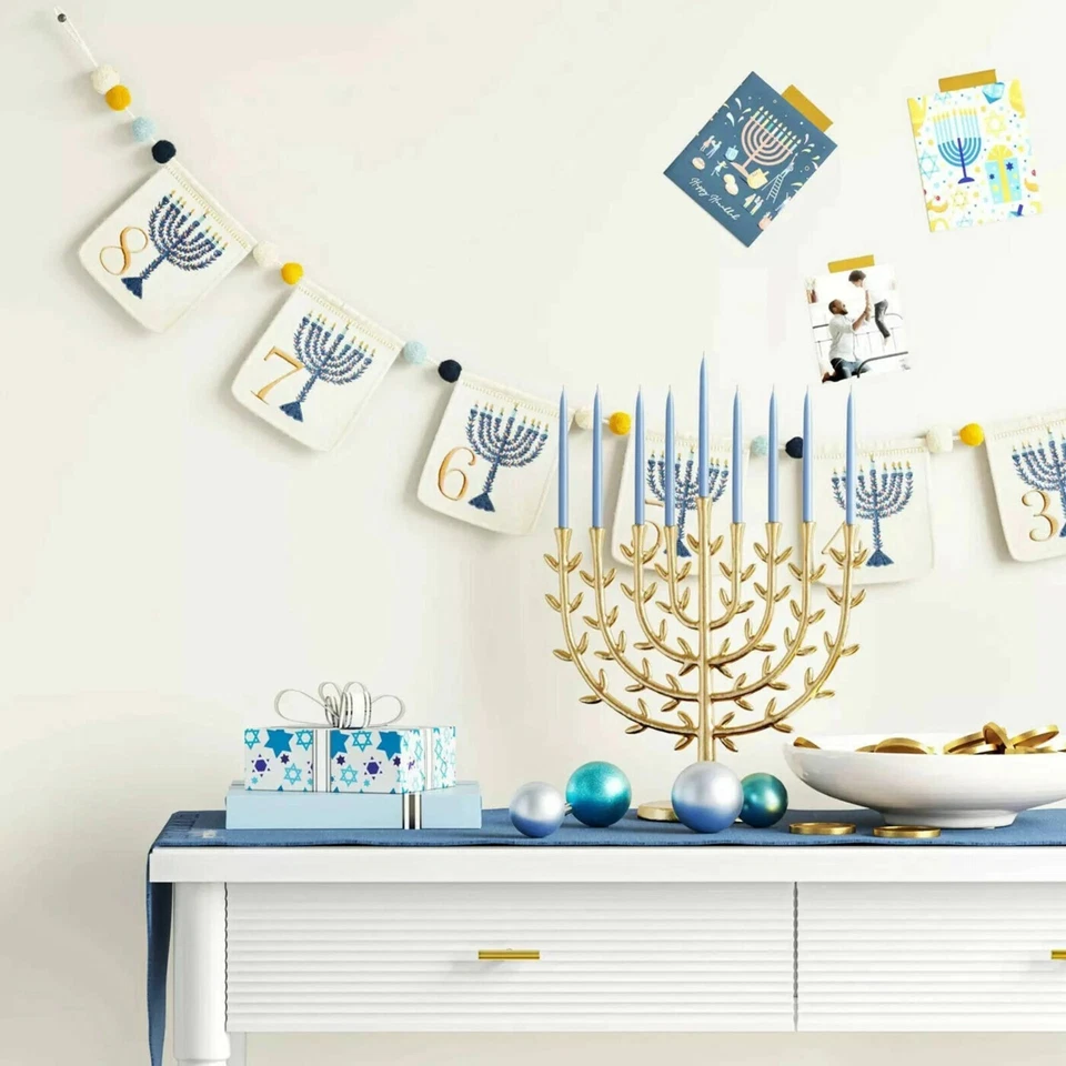 8 Nights of Hanukkah Garland Threshold Banner 6' Wide for the Jewish Holiday