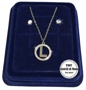 "L" Set Muy Fina Collar + Pendientes P. Luz Letra Inicial Acero + Caja - Imagen 1 de 1
