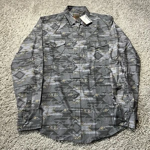 NWT $58 Roper Shirt Mens Medium Aztec Southwesten Pearl Snap Cowboy Western Grey - Picture 1 of 7