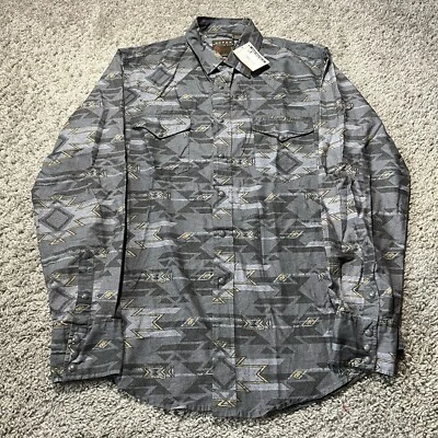 NWT $58 Roper Shirt Mens Medium Aztec Southwesten Pearl Snap Cowboy Western Grey - Image 1 of 4