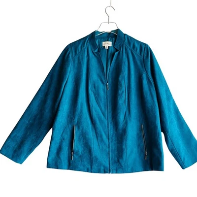 NWT Plus Size Faux Suede Jacket Teal Studio Works 16W Office Capsule Classic  - Image 1 of 4
