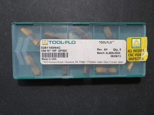 10 pcs TOOL-FLO V84 NT 16P Grade GP50C Carbide Threading Inserts 0261160 USA - Picture 1 of 2