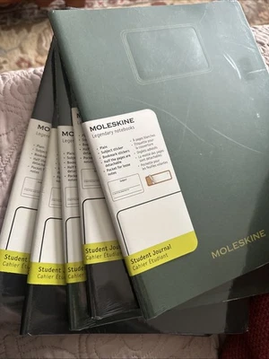5 Moleskine Student Journals Plain Soft Cover 8 1/2 x 11, (qty=5, 3Blk, 2Grn) - Image 1 of 4