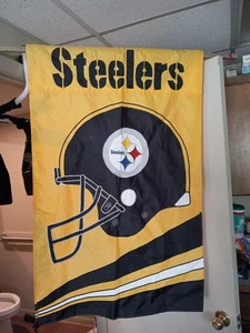 Pittsburgh Steelers Applique Embroidered Premium Banner Flag -2 Sided 28"x44" - Picture 1 of 4