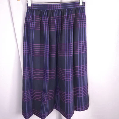 Falda vintage Evan picónica para mujer S M azul marino púrpura lana a cuadros midi plisada EE. UU. AÑOS 80 Foto 1 de 4