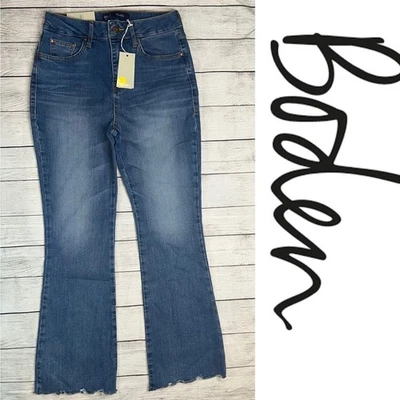 Pantalones de mezclilla Boden acampanados recortados talla 4 tiro alto lavado medio nuevos con etiquetas Foto 1 de 4