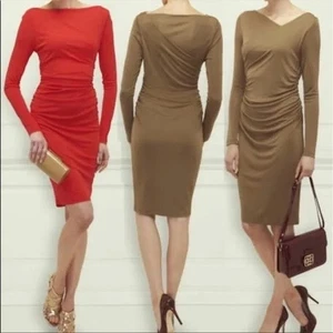NWT L.K. BENNETT Ariela Mocha 2 Way Ruched Dress US 2 - Picture 1 of 5