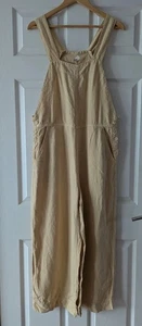 Salopette Poesia 100% lino gamba larga beige giallo UK12 B1 - Foto 1 di 5