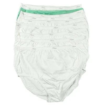 Hanes Cotton Bikini Panties 9 Pack Womens Size 8 Soft Waistband Underwear White - Image 1 of 4