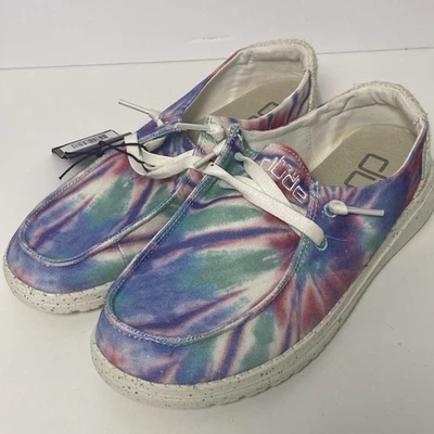 Zapatos Hey Dude Wendy para mujer 7 rosas caramelo tie dye nuevos con cordones de etiqueta cómodos antideslizantes Foto 1 de 4