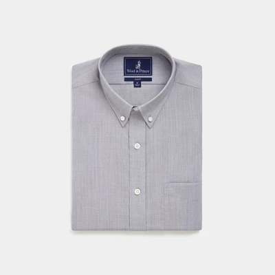 Wool& Prince 130 Button Down $158 MSRP Men’s Size M Slim Fit Light Grey Oxford - Image 1 of 4
