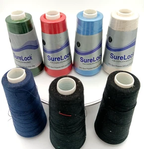 Lot of 7 Cones of Coats & Clark SureLock Sewing Thread (4 new-3 used) Polyester - Picture 1 of 11