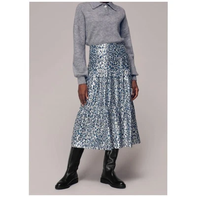 Whistles Multicolored Animal Print Metallic Maxi Skirt In Blue Women's 14 - Image 1 of 4