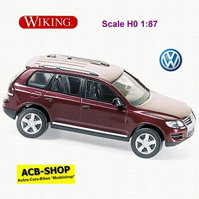 VW Volkswagen Touareg Tipo 7L SUV 2002-06 Sierrarot-Perleffekt Red 1:87 Wiking - Immagine 1 di 2