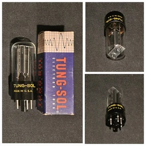 TUNG-SOL 5Y3GT BLACK BASE BOTTOM D GETTER BLACK BOXED T PLATES NOS NIB MINT - Picture 1 of 16