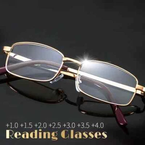 Gafas de lectura con marco de metal para hombres y mujeres doradas plateadas para presbicia con aumento de moda - Imagen 1 de 26