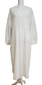 MALABAR baby White Cotton Voile Kaftan Dress Hand Made M NWT Boho - Picture 1 of 7