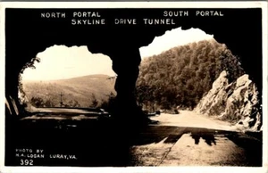 VIRGINIA - SKYLINE DRIVE TUNNEL NORTH & SOUTH PORTALS - OLD REAL PHOTO POSTCARD - Imagen 1 de 2