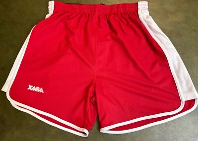 Новые винтажные футбольные шорты Xara, для взрослых M, красные с белой отделкой - Изображение 1 из 4