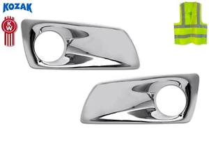Chrome Plastic Fog Light/Lamp Bezels, Set Right and Left For Kenworth T660 - Foto 1 di 8