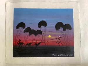 TOMMY CROW SUNSET DREAMING PAINTING ON CANVAS 40cm X 34cm 100% ORIGINAL NEW - Bild 1 von 6
