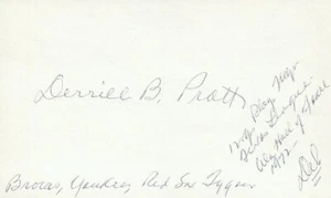 Derrill Pratt 1912 St Louis (Dec. 1977) Signed Autograph 3x5 Index Card JSA COA - Picture 1 of 2