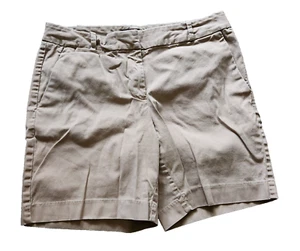 Talbots Bermuda Shorts Women's 6 Beige 32 x 7 Mid Rise Stretch Minor Fabric Wear - Picture 1 of 12