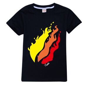 Preston Playz Kids T-shirt for Boys Girls Birthday Flame 3D Prints Tops 2-16T