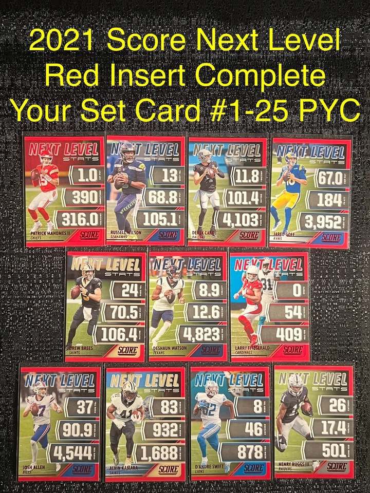 2021 SCORE FOOTBALL NEXT LEVEL RED INSERT YOU PICK CARD #1-25 COMPLETE YOUR SET - Image 1 of 1