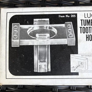 Vtg Clear White Lucite Bathroom Fixture Tumbler Toothbrush Holder FOR WALL - Picture 1 of 7