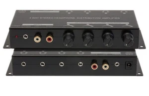 Pro2 PRO1340 4 way Stereo Headphones Amplifier Distribution 3.5mm/ RCA/4 Zones - Picture 1 of 2